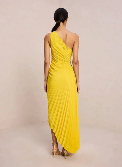 Billy Joan | Robe midi à épaules dénudées avec manchette transparente