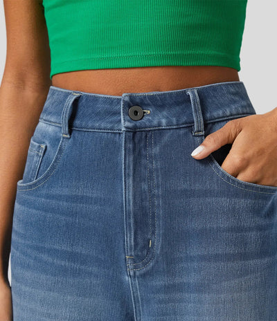 Louise™ | Jean Taille Haute à Revers