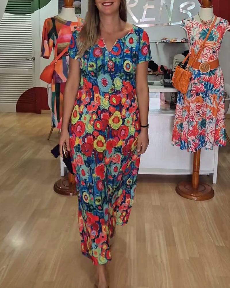Robe Imprimé Rétro Sexy Manches Courtes