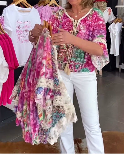 Blouse À Coupe Ample Avec Imprimé Bohème