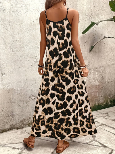 Maya – Robe longue fluide imprimé léopard été