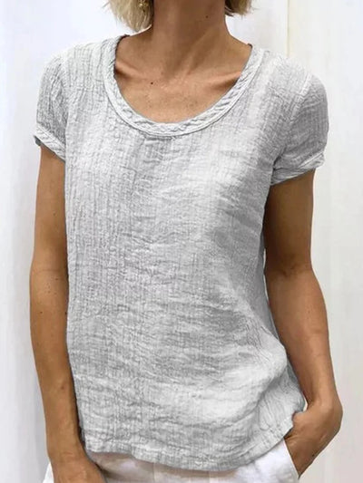 T-shirt femme – Coupe ample – Texture froissée – Tissu respirant – Manches courtes
