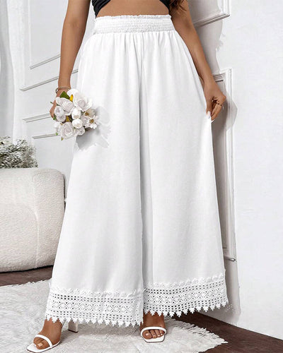 Pantalon Mode Dentelle Couture Jambe Large