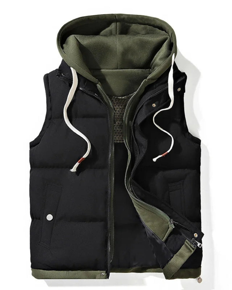 VELORA - GILET POUDRÉ EN SOFT SHELL À CAPUCHE