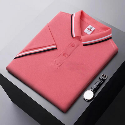 Polo homme – Coupe droite – Tissu respirant – Col rayé élégant casual