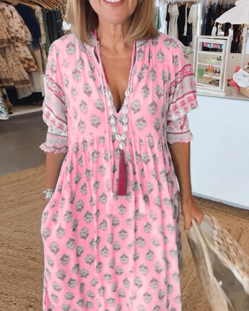 Inès - Robe D'Été Boho Chic Décolleté En V