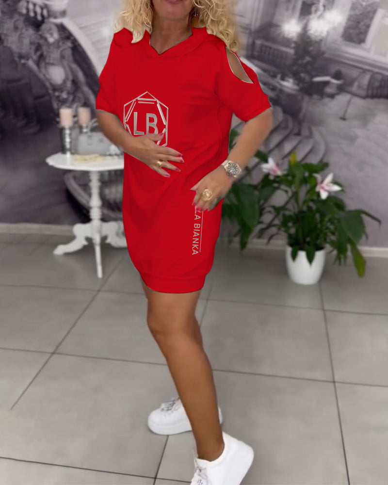 Robe À Capuche Imprimé Lettres Sport