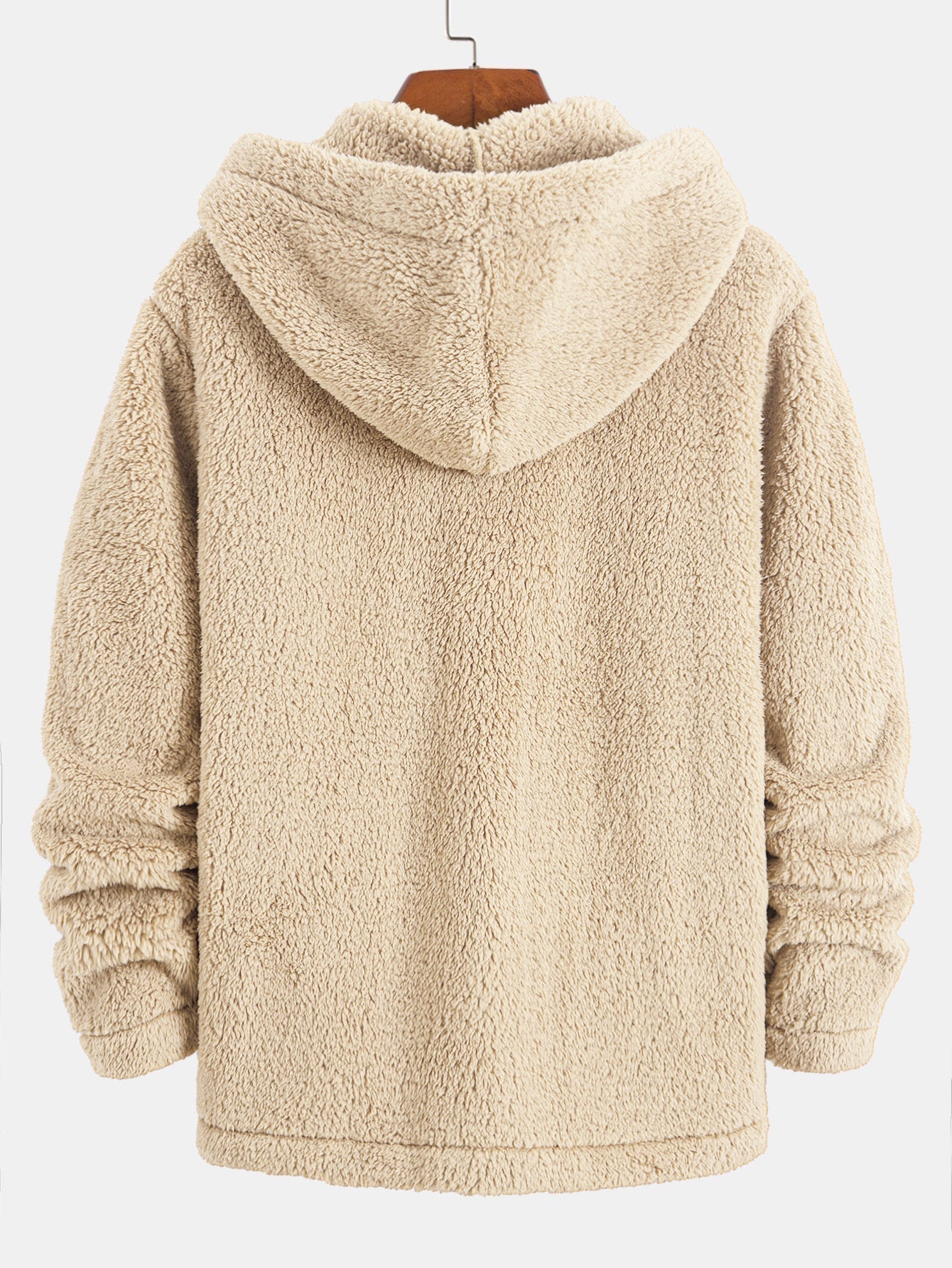Manteau à capuche boutonné en polaire Teddy