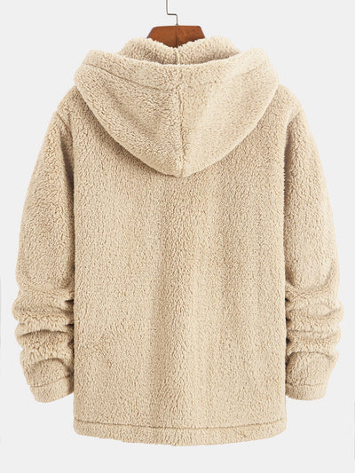 Manteau à capuche boutonné en polaire Teddy