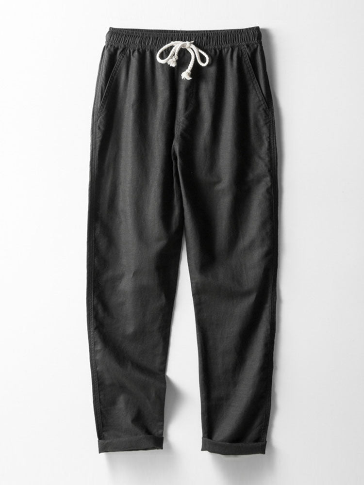 Chemise boutonnée en mélange de lin et rayonne et pantalon droit en lin