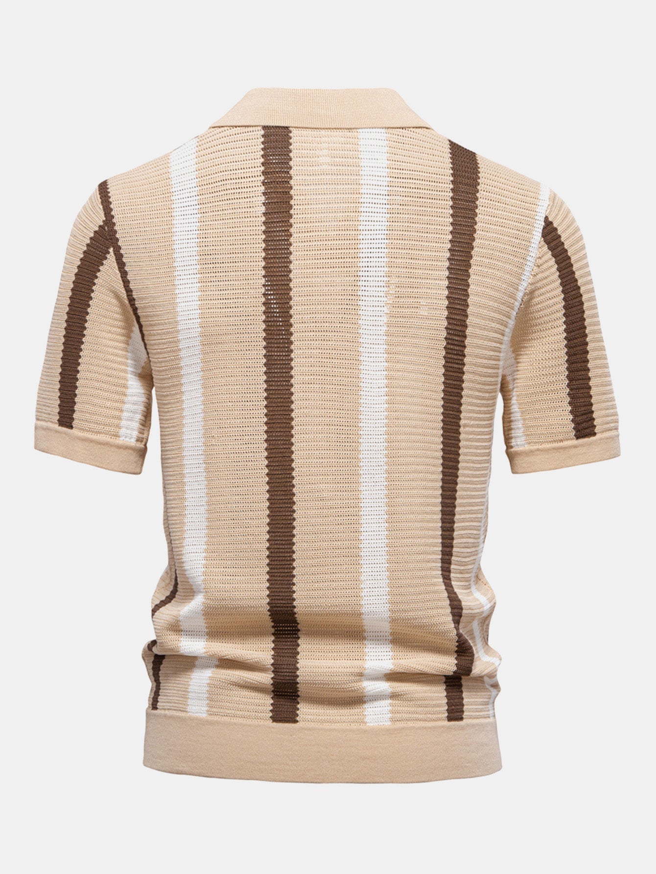Ensemble Polo Rayé en Maille à Col en V & Short Chino en Coton