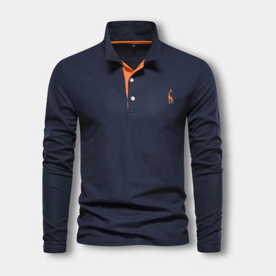 Polo manches longues avec col ouvert contrasté pour Homme – Spence