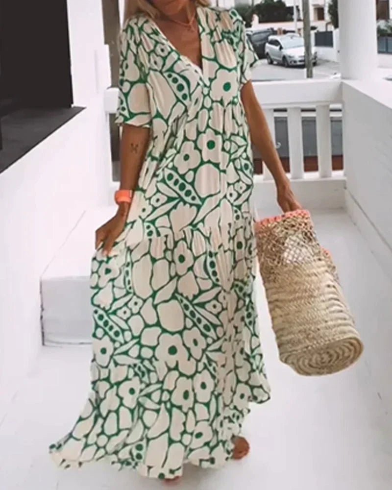 Sophie™ | Robe Ample à Imprimé avec Décolleté en V