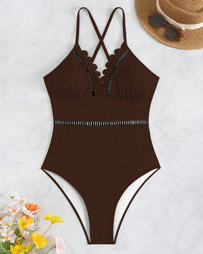 Maillot de Bain Monopièce Uni Sexy Découpé