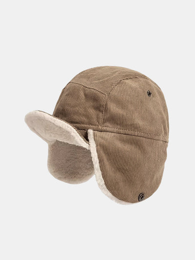 Casquette de baseball rétro en velours côtelé avec oreillettes