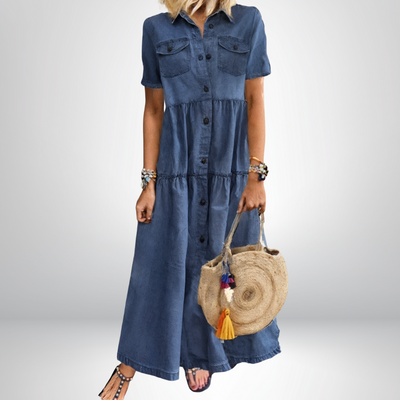 Majken - Robe en denim douce et boutonnée