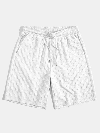 Ensemble Jacquard Échiquier : Chemise Col Montant & Short