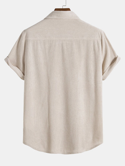 Ensemble Estival : Chemise à Manches Courtes en Velours Côtelé & Short