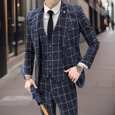 Christiane | Ensemble invitée mariage Damier pour hommes | 3 Pieces