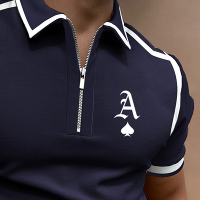 Polo homme – Coupe ajustée – Col zippé moderne – Détails sportifs – Maille respirante