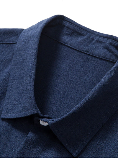 Chemise boutonnée en mélange de lin et rayonne et pantalon droit en lin