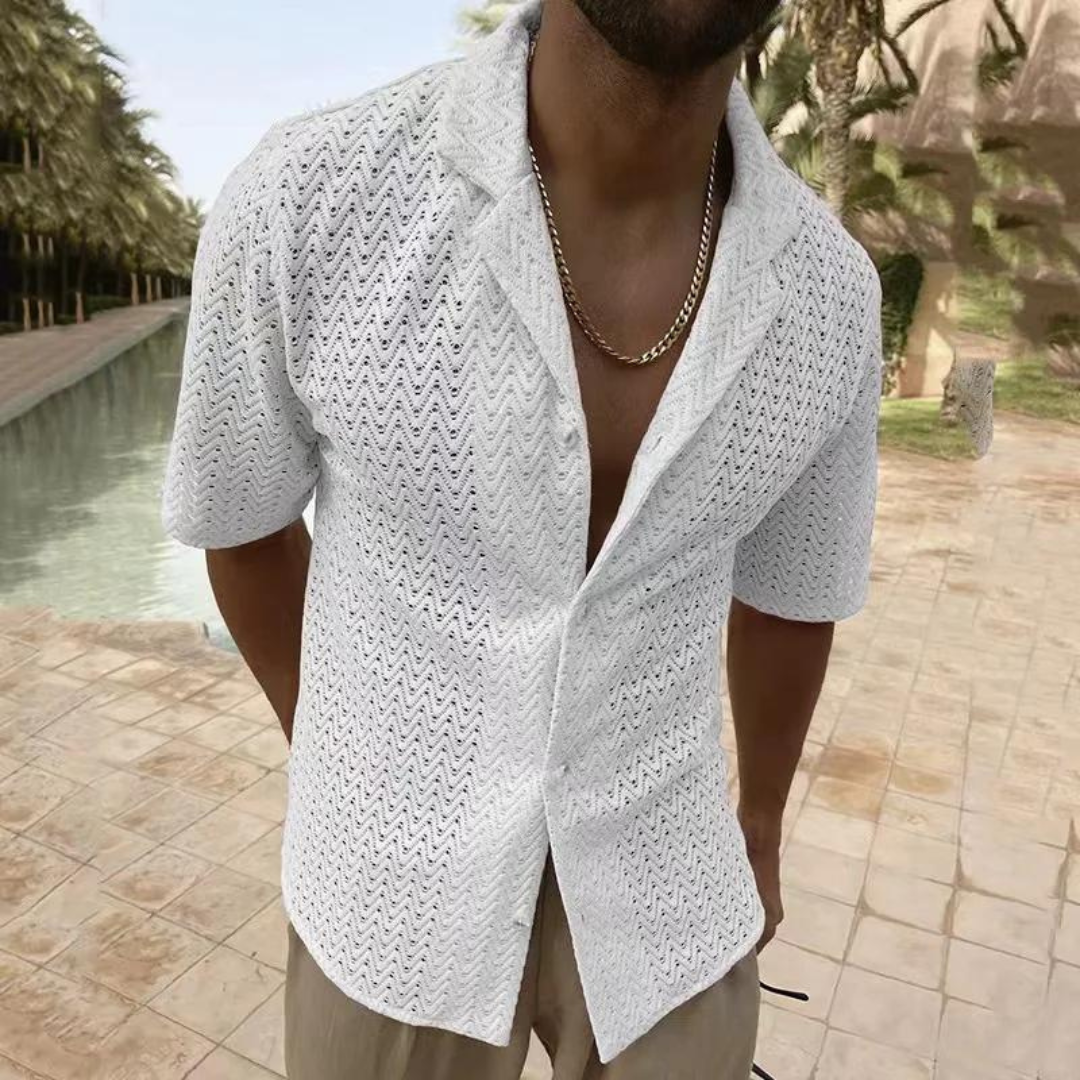 Polo homme – Coupe décontractée – Maille douce – Motif texturé – Manches courtes