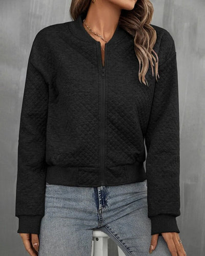 Veste matelassée femme – Coupe ample – Tissu doux – Zip frontal – Finitions côtelées