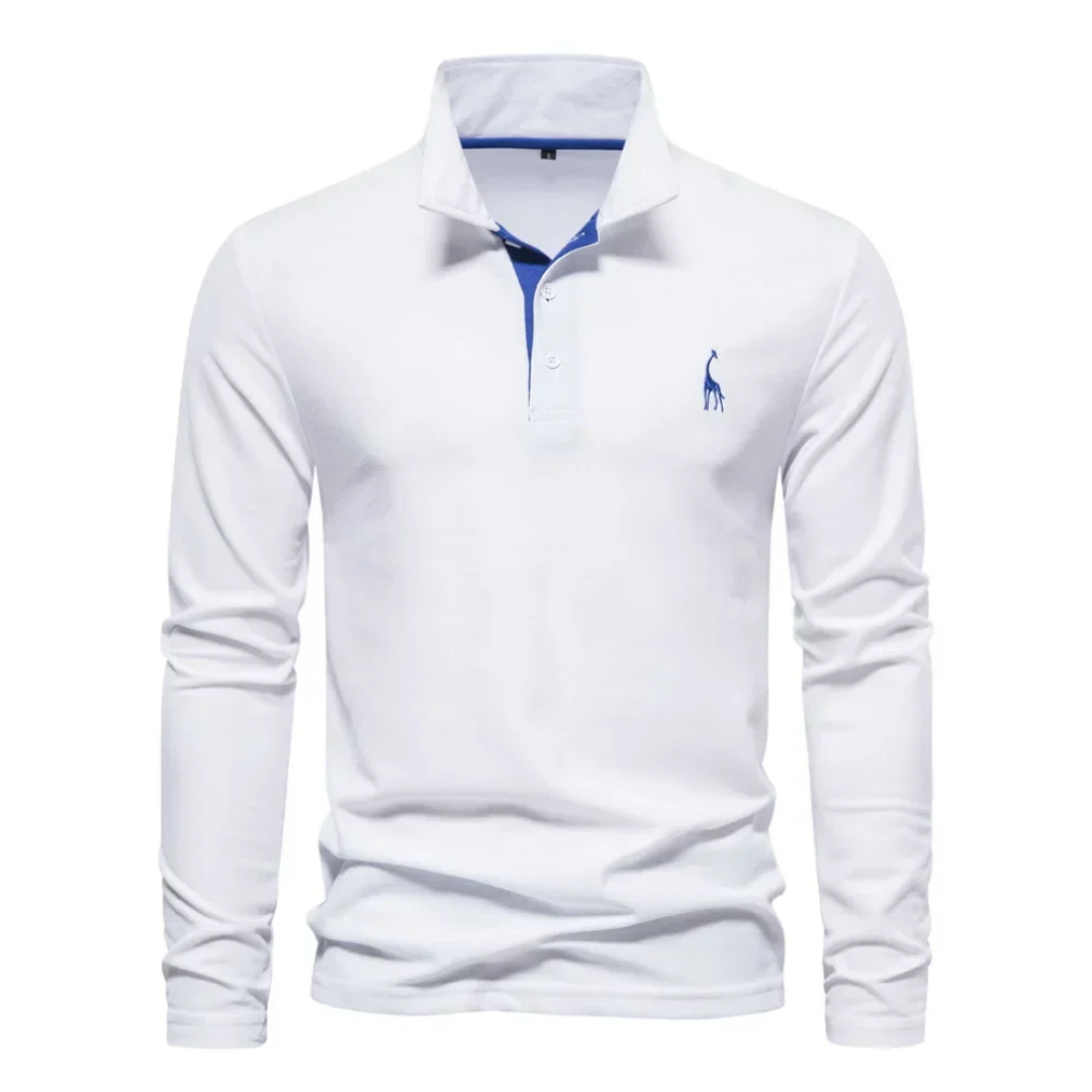 Polo homme – Coupe droite – Manches longues – Tissu respirant – Style décontracté
