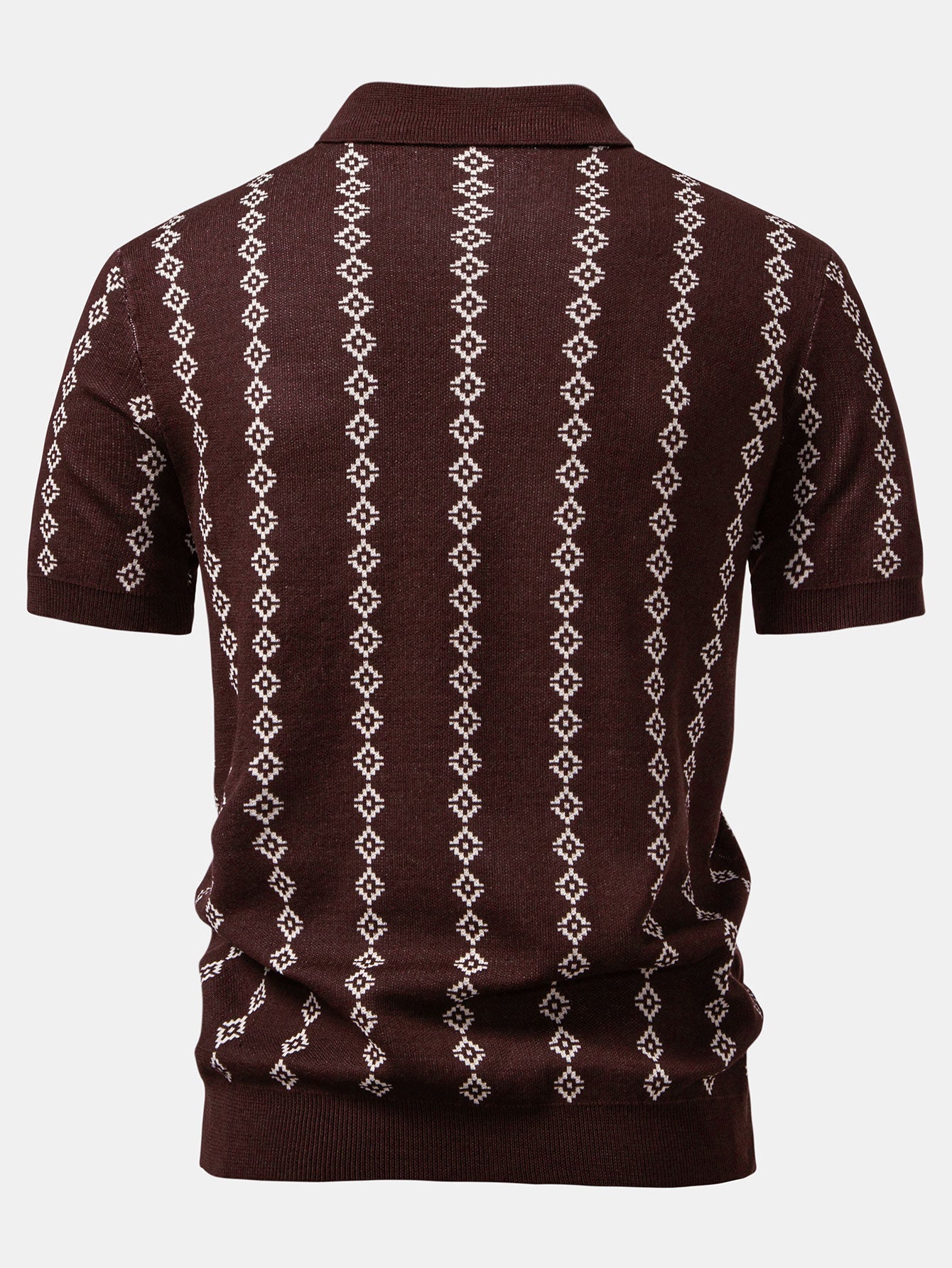 Polo en Maille Géométrique à Col en V & Short Chino en Coton