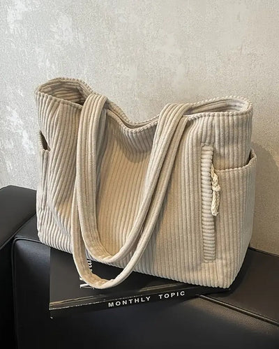 Sac fourre-tout côtelé avec cordon de serrage