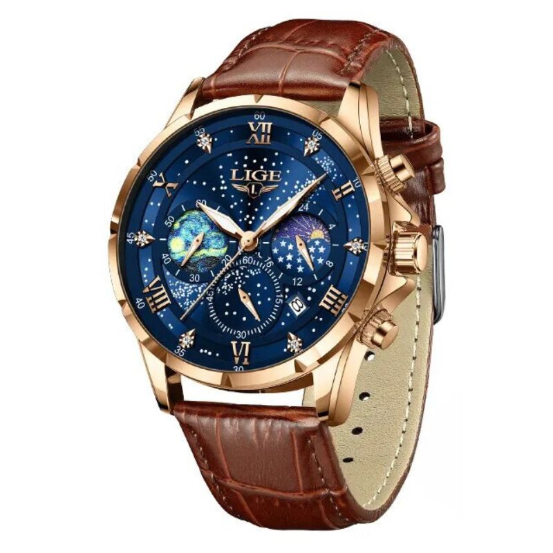 Montre Élégante à Phase de Lune