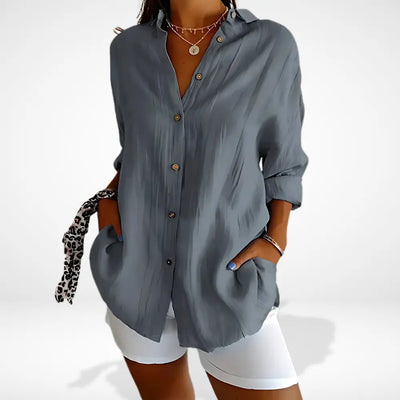 Blouse ample boutonnée manches retroussées pour Femme – Marci