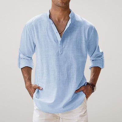 Lenoir™ - Chemise Henley en coton effet lin