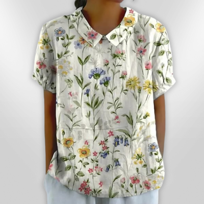 LINA | Blouse en lin à fleurs