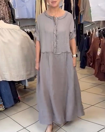 Robe Couleur Unie Décontractée Confortable