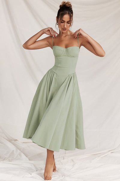 Éléanor - Robe D'Été Midi Chic Corsaire Pour Les Occasions Spéciales
