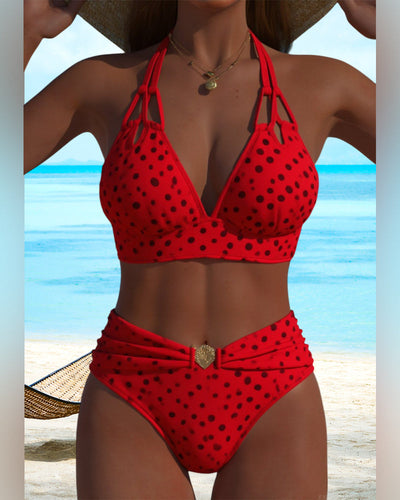 Maillot de bain sexy à pois en deux pièces