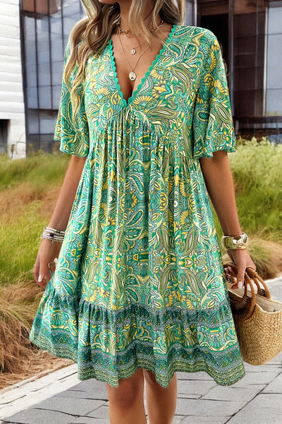 Amélie - Mini-Robe Imprimée Décolleté En V