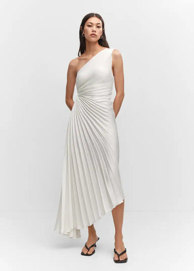 Billy Joan | Robe midi à épaules dénudées avec manchette transparente