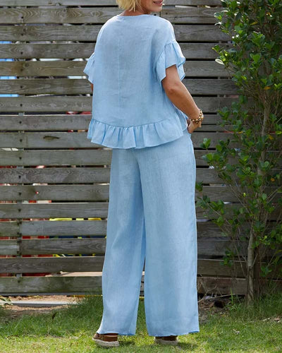Costume Manches Évasées Volant Décontracté