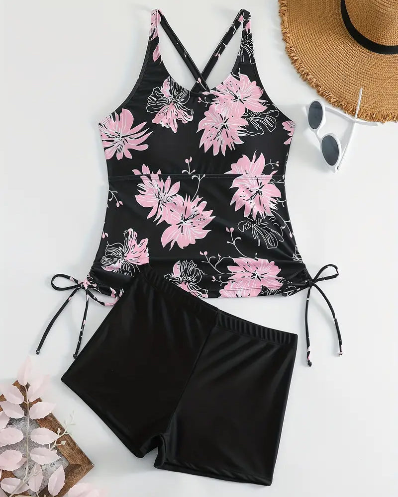 Maillot De Bain Imprimé Casual Dos Nu Deux Pièces