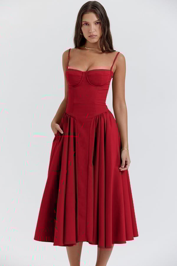 Éléanor - Robe D'Été Midi Chic Corsaire Pour Les Occasions Spéciales