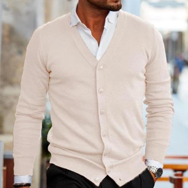Cardigan homme – Maille douce – Coupe régulière – Col V – Fermeture boutonnée
