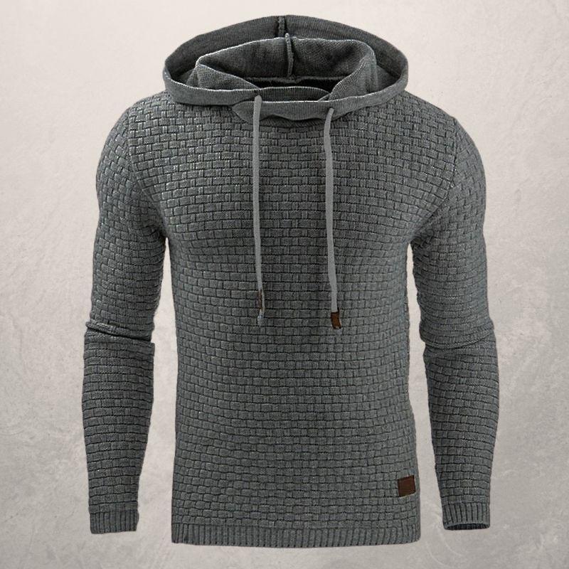 Pull homme – Coupe slim – Maille douce texturée – Capuche ajustable – Manches longues