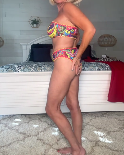 Maillot De Bain Sexy Tube Top Imprimé Deux Pièces