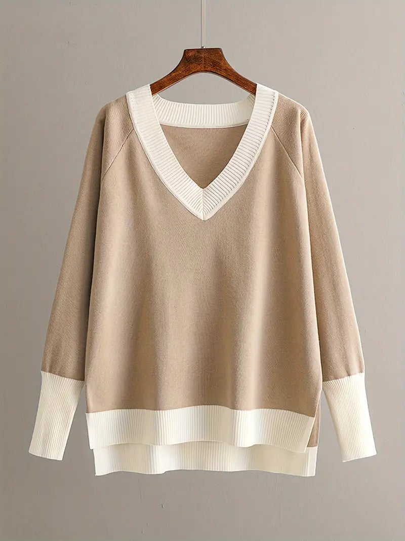 Harper™ - Ensemble élégant de haut en tricot à manches longues et pantalon avec décolleté en V