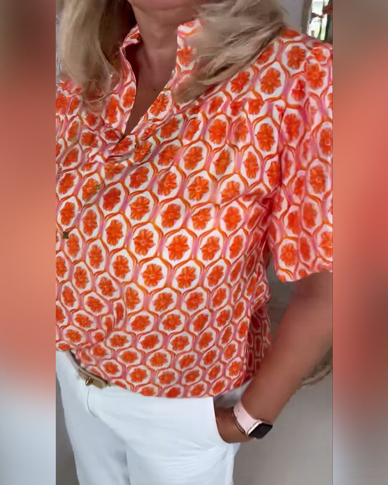 Blouse À La Mode Col Montant Imprimé