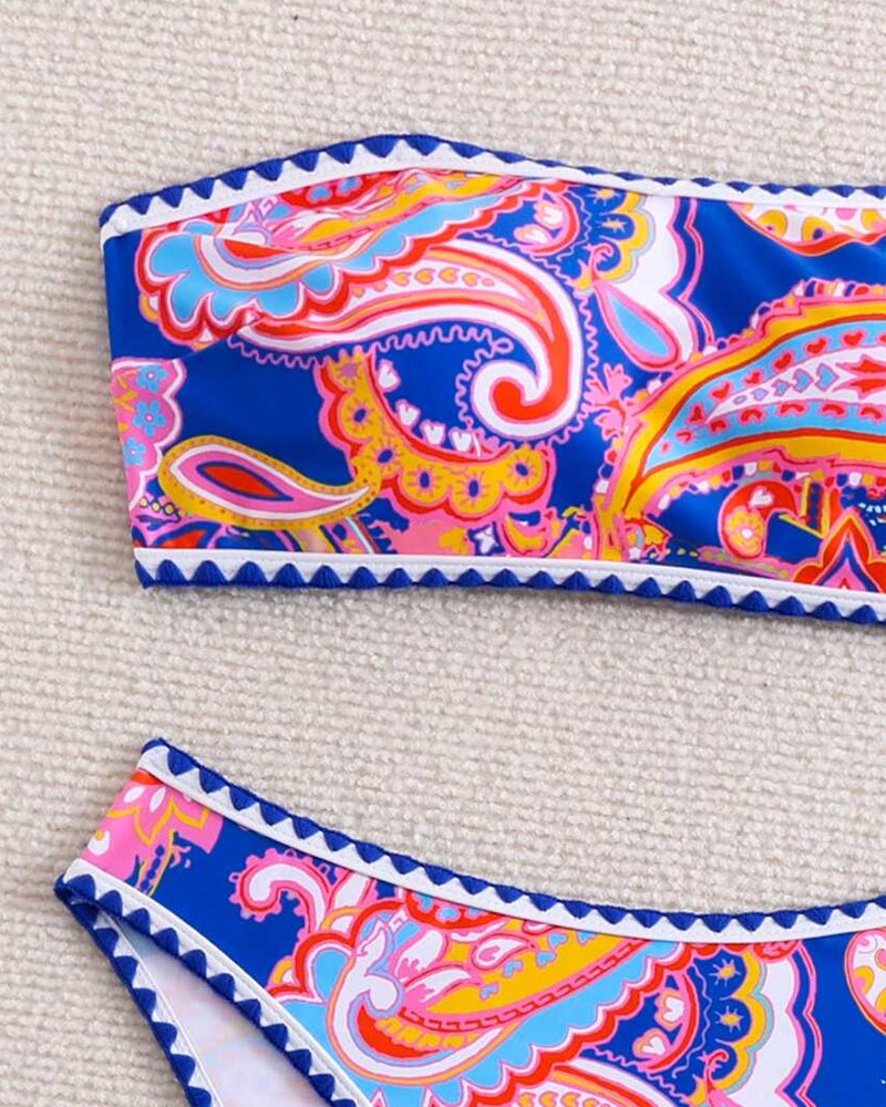 Bikini Bandeau Imprimé Deux Pièces Triangle