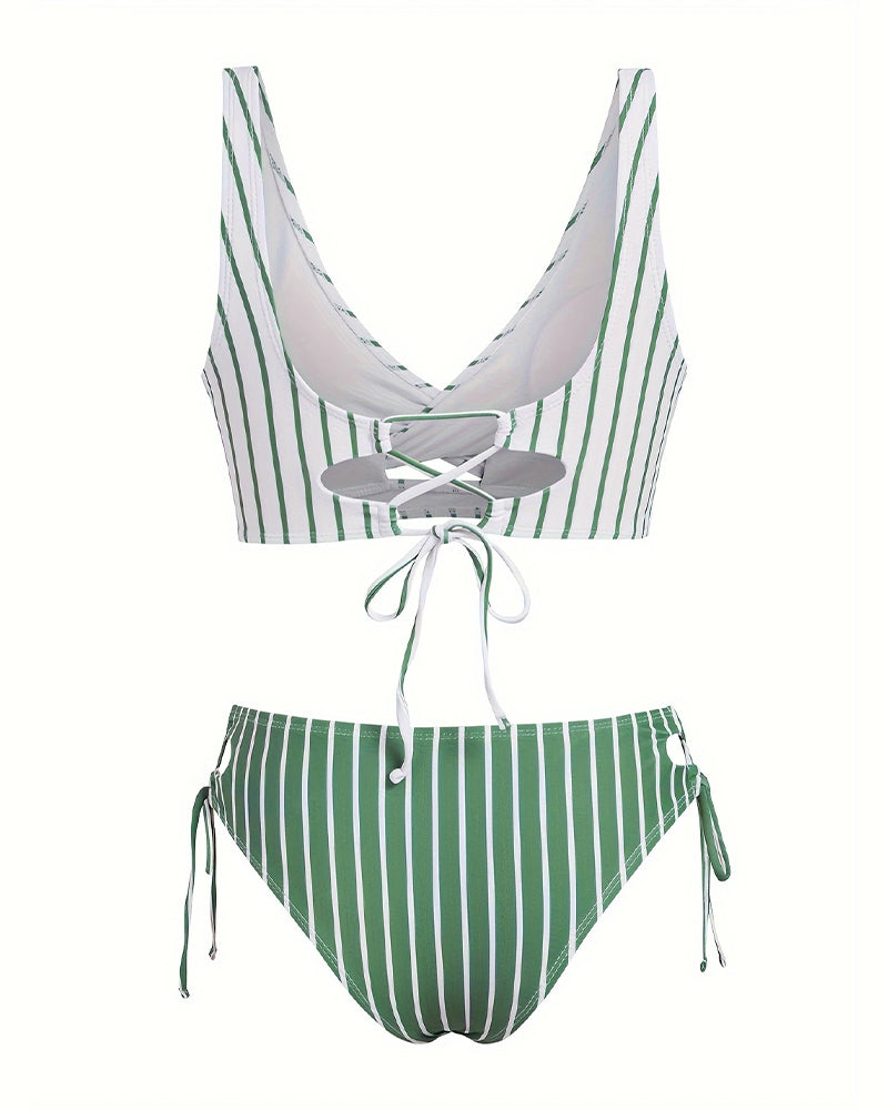 Maillot de Bain Plage Rayures Croisées