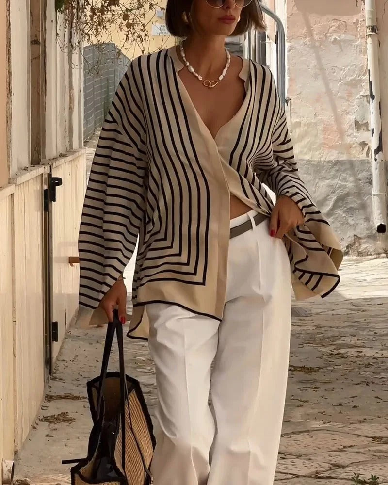 Chemise décontractée à rayures fendues